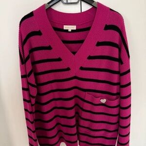 Pink and Black Striped Sweater